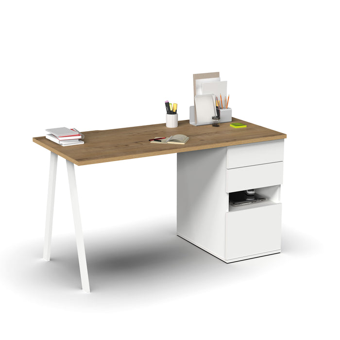 MUEBLES PITARCH Mesa Kiroba Blanco/Roble Gold/pata blanca