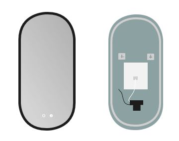 LEDIMEX TOKY022/90NG TOKYO LED Elliptical Backlit Mirror Matte Black 50x90 cm