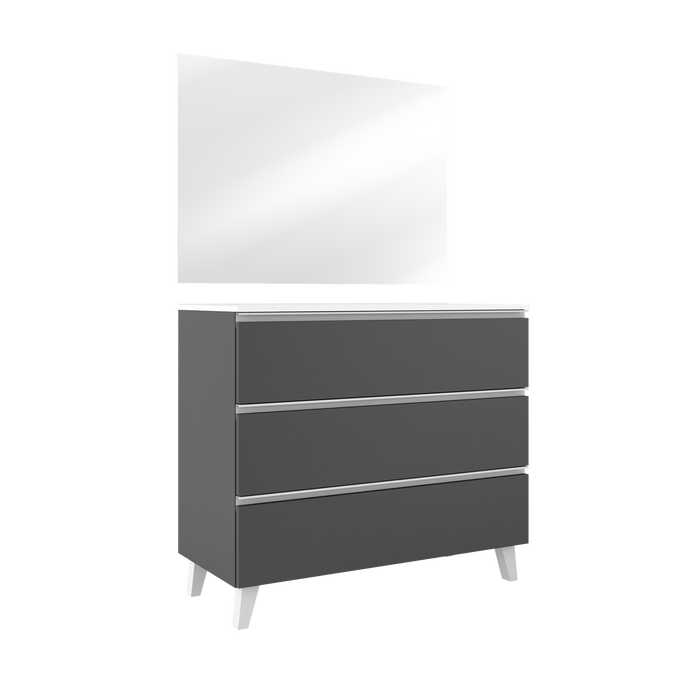 VISOBATH GRANADA Complete Bathroom Furniture Set 3 Drawers Ash Color White Handle