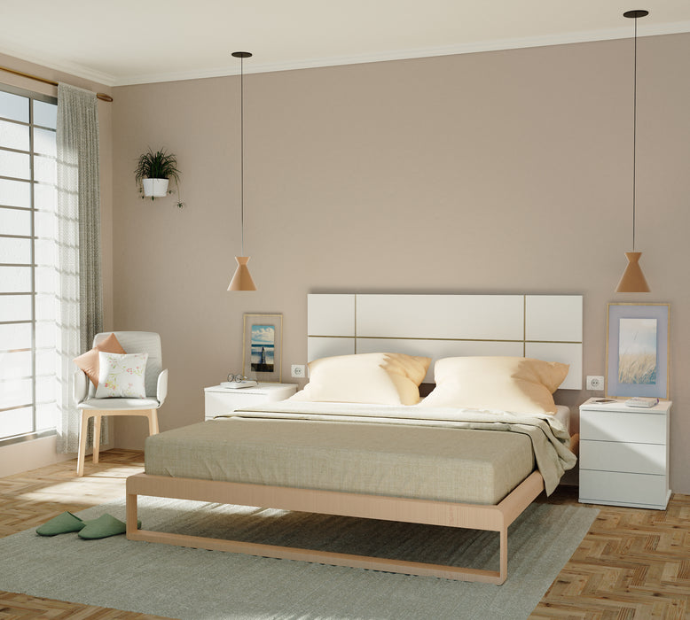 MUEBLES PITARCH Cabecero 160 Elsa Blanco/fondo Roble Cambrian