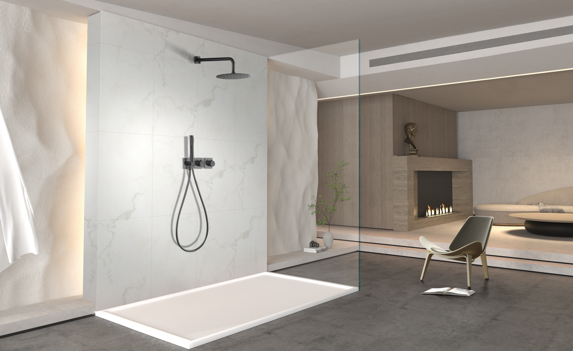 IMEX GTT054/BGM TÍBET Conjunto Ducha Termostático Empotrado Black Gun Metal