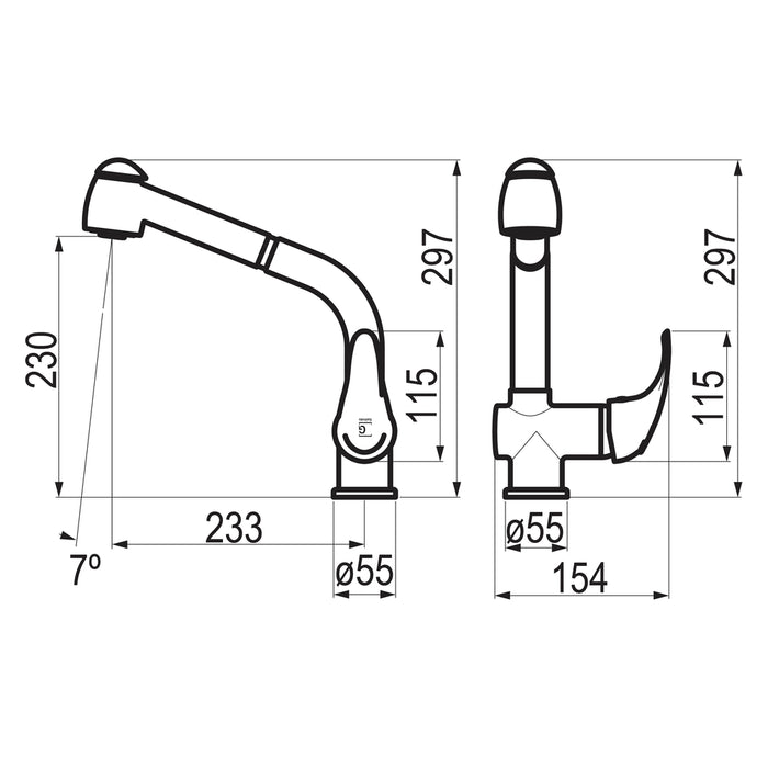 PRESTO 814966100 Alfa cocina con ducha extensible Cromo mate