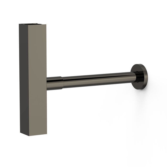 TRES 10710342KM COMPLEMENTOS DE GRIFERÍA Sifón Telescópico Cuadrado Inspeccionable con Faldón para Lavabo Negro Metalizado