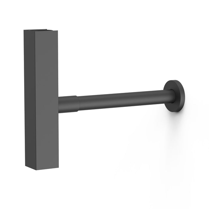 TRES 10710342NM COMPLEMENTOS DE GRIFERÍA Sifón Telescópico Cuadrado Inspeccionable con Faldón para Lavabo Color Negro Mate