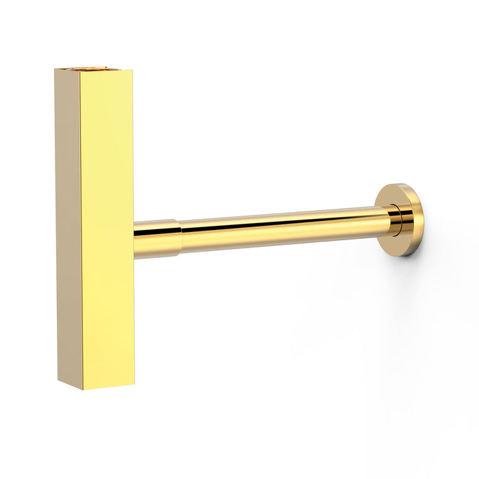 TRES 10710342OR COMPLEMENTOS DE GRIFERÍA Sifón Telescópico Cuadrado Inspeccionable con Faldón para Lavabo Color Oro 24K