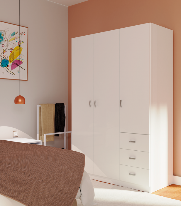 MUEBLES PITARCH Wardrobe 3 Doors 3 Drawers White