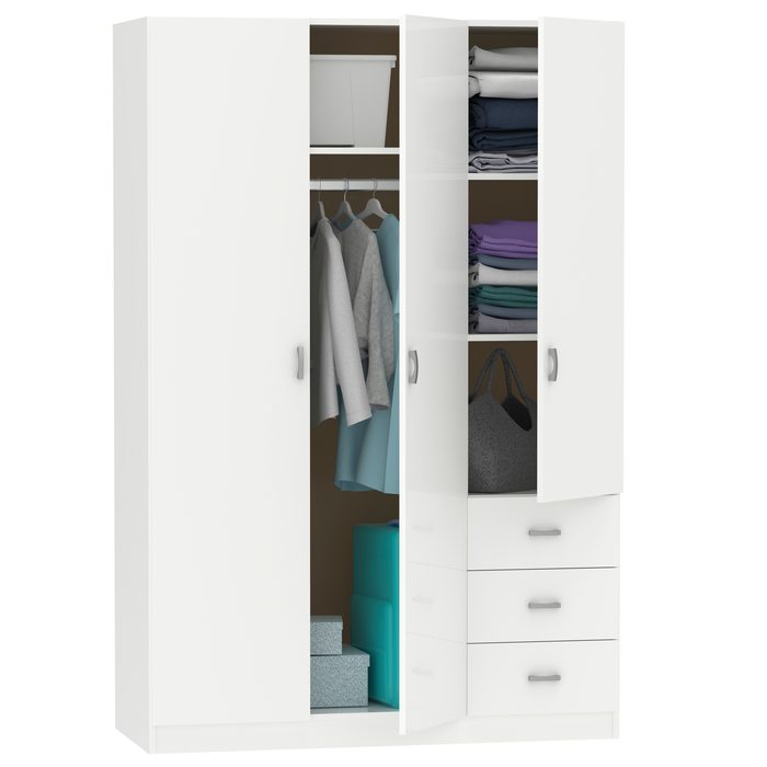 MUEBLES PITARCH Wardrobe 3 Doors 3 Drawers White