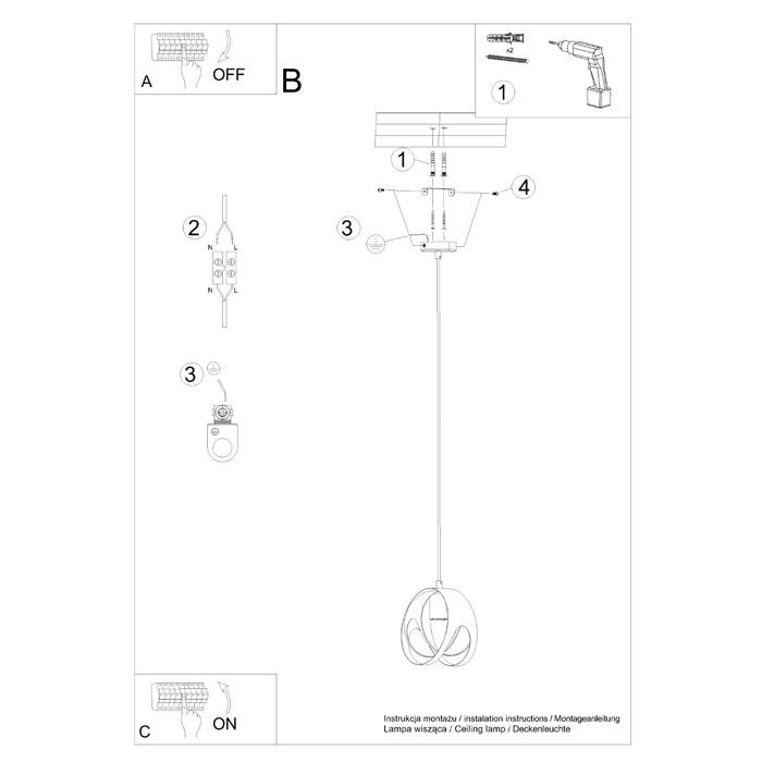 SOLLUX SL.1087 Lámpara Colgante TULOS 1 Negro