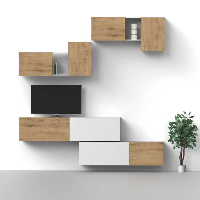 PITARCH FURNITURE L-shaped Module Nilo White / Gold Oak
