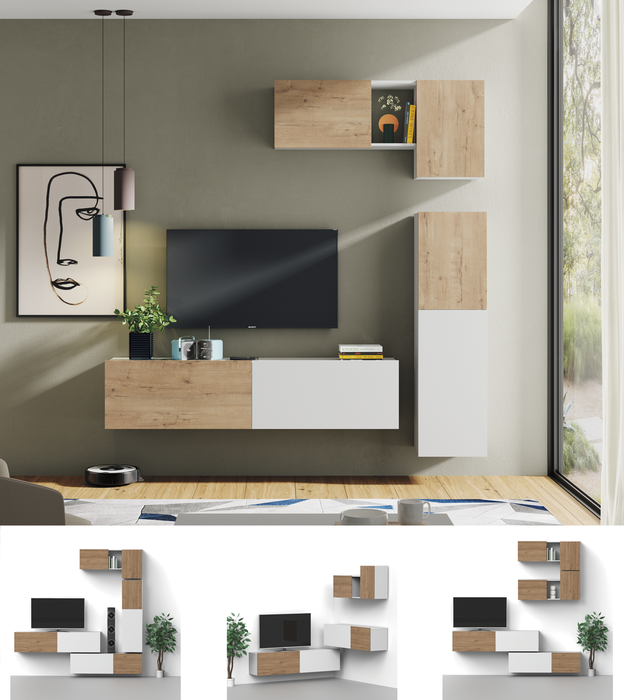 MUEBLES PITARCH Módulo 180 Nilo Blanco /Roble Gold