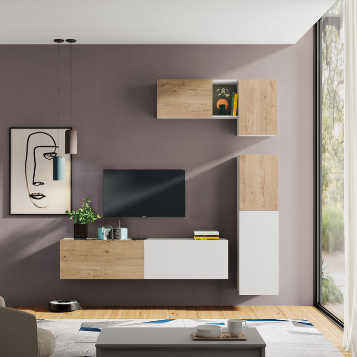 MUEBLES PITARCH Módulo 180 Nilo Blanco /Roble Gold