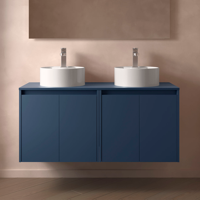 SALGAR 105573 NOJA Mueble de Baño con Tapa Encimera 4 Puertas 140 cm Color Azul Mate