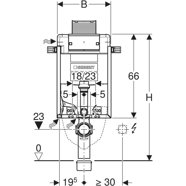GEBERIT 110.011.00.1 KOMBIFIX OMEGA 12 cm Built-in Cistern with Frame