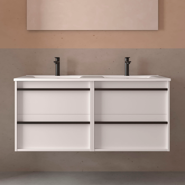 SALGAR 104831 ATTILA Mueble de Baño con Lavabo 4 Cajones 120 cm Color Blanco Mate