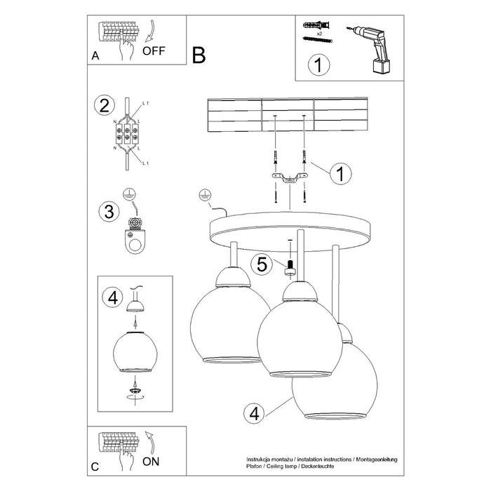 SOLLUX SL.1140 Araña ALINO 3 Negro