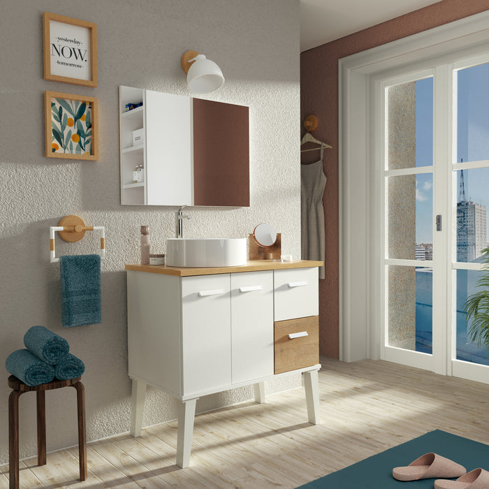 PITARCH FURNITURE Aqua White/Gold Oak Sink Cabinet