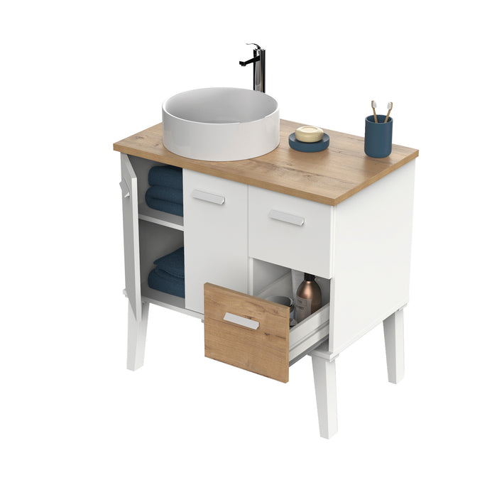 PITARCH FURNITURE Aqua White/Gold Oak Sink Cabinet
