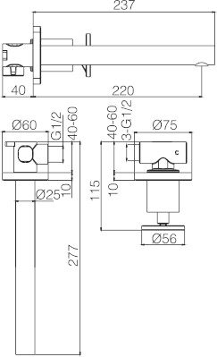 IMEX GLC033/ORC OLIMPO Monomando Empotrado Lavabo Oro Rosa Cepillado