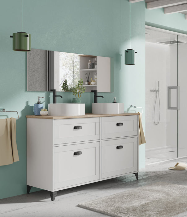 MUEBLES PITARCH Mueble de Lavabo Toscana 120 Blanco/Roble Cambrian