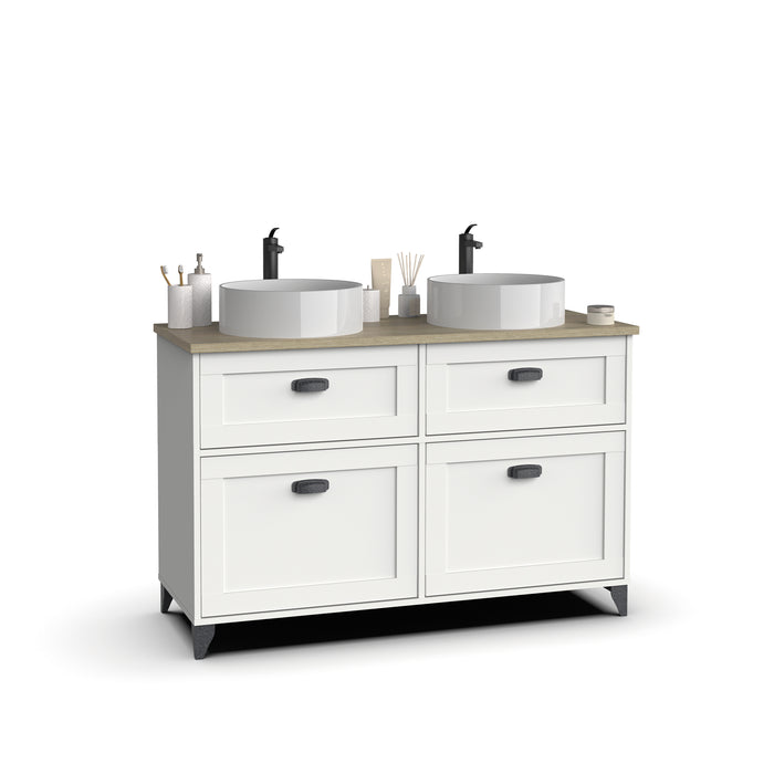 MUEBLES PITARCH Mueble de Lavabo Toscana 120 Blanco/Roble Cambrian