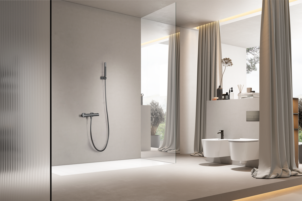 IMEX BTG053-5BGM GENOVA Thermostatic Shower Kit Black Gun Metal