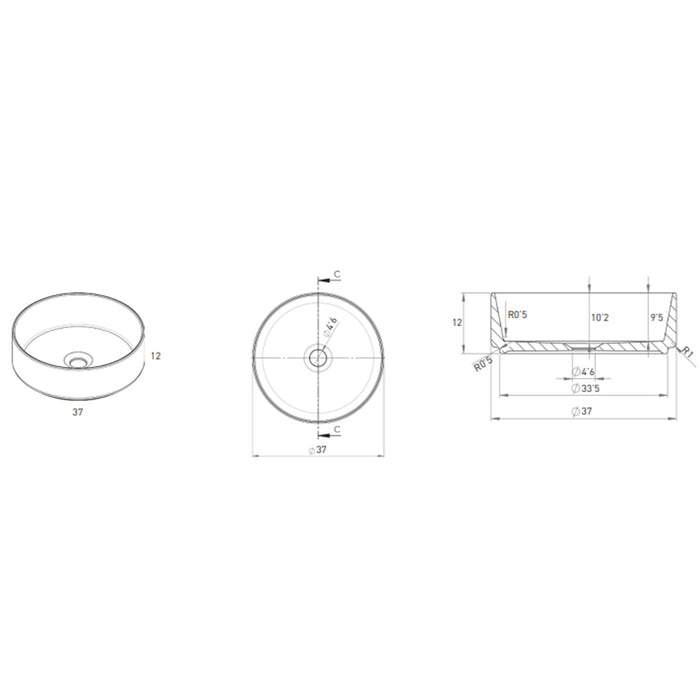 VISOBATH 87434 Sink Above-counter 37 cm White Color ADA