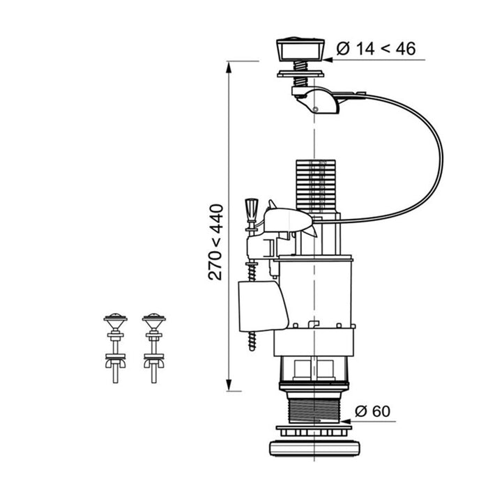 VALADARES 55514001 ASYMMETRICAL WC Flush Mechanism