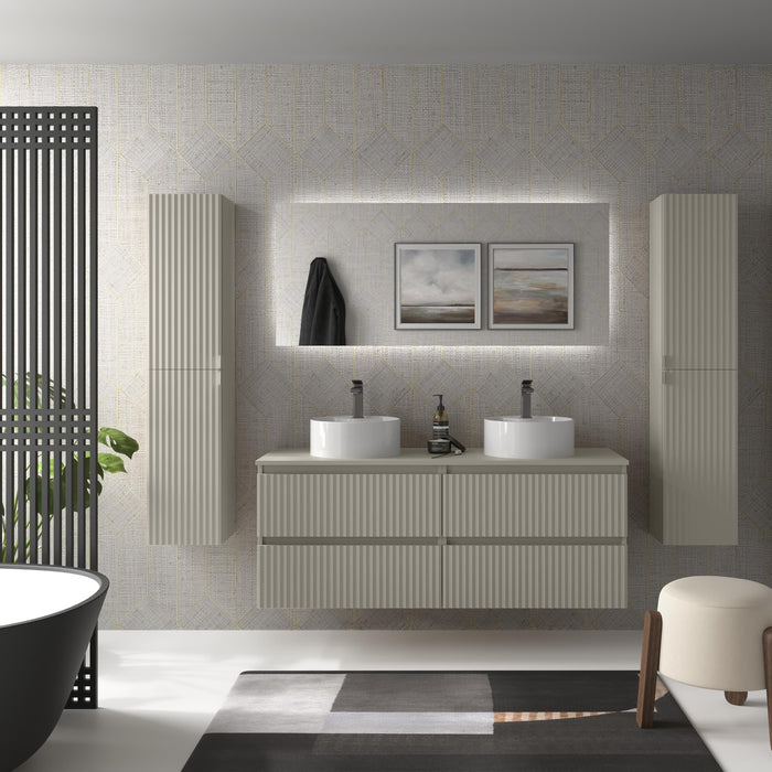 SALGAR 121778 KIRA Mueble de Baño 2 pozas Porcelana 140cm Gris mate