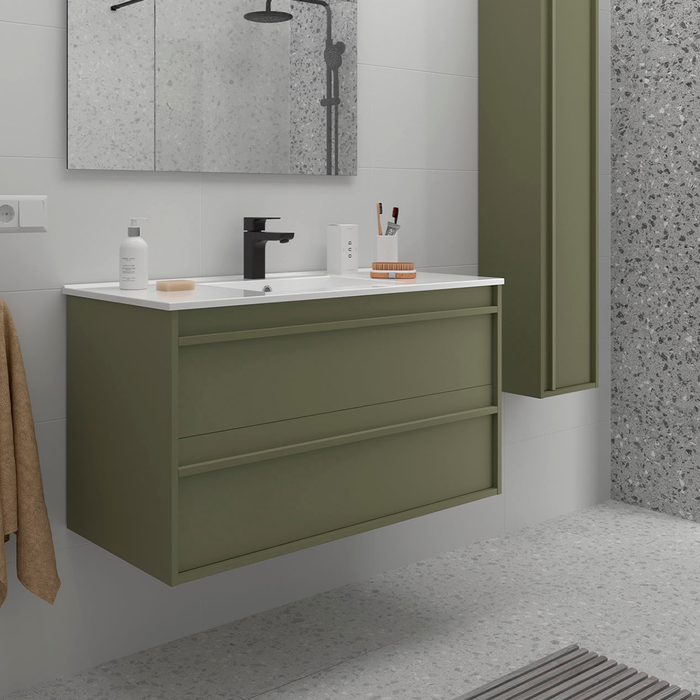 SALGAR ATTILA Mueble de Baño con Lavabo 2 Cajones Color Verde Mate