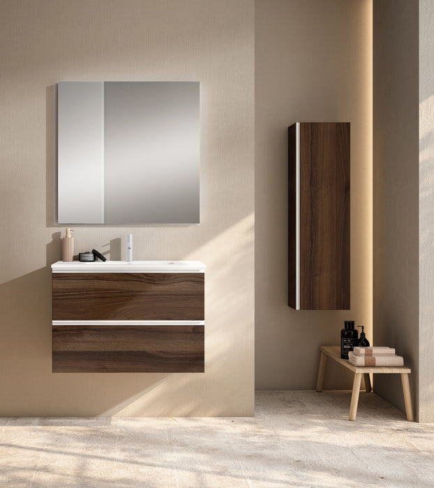 VISOBATH GRANADA Complete Set of Wall Hung Bathroom Furniture 2 Drawers Valenti Color White Handle