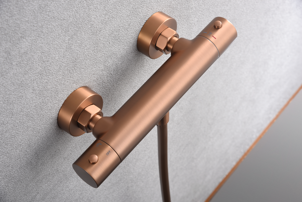 IMEX BTM039-5ORC MONZA Kit Ducha Termostatico Oro Rosa Cepillado