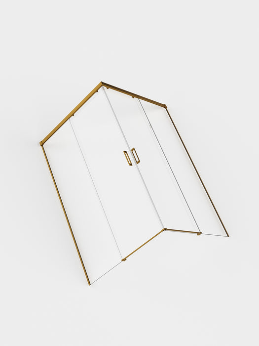 SB_X STYLO Mampara Ducha Rectangular Oro Cepillado Transparente