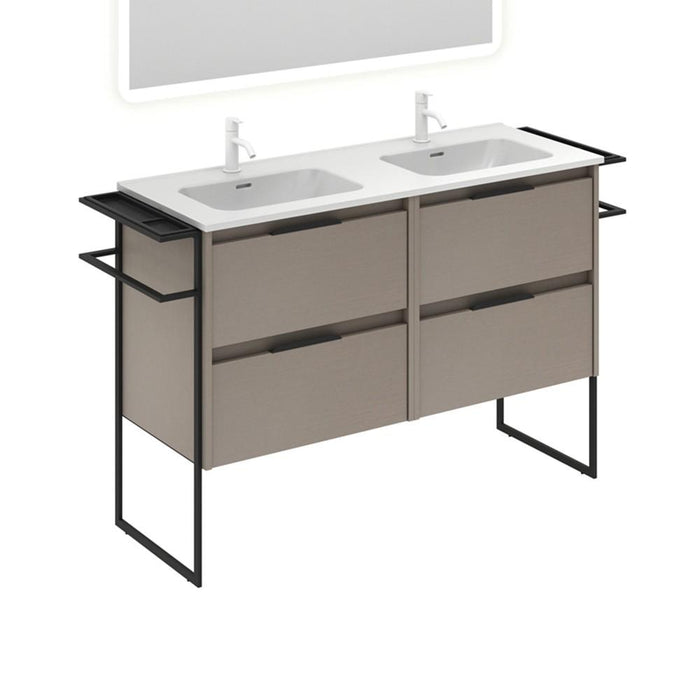 AMIZUVA C0073759 KEIKO Bathroom Furniture with Sink 4 Drawers 120 cm Fumé Arenado