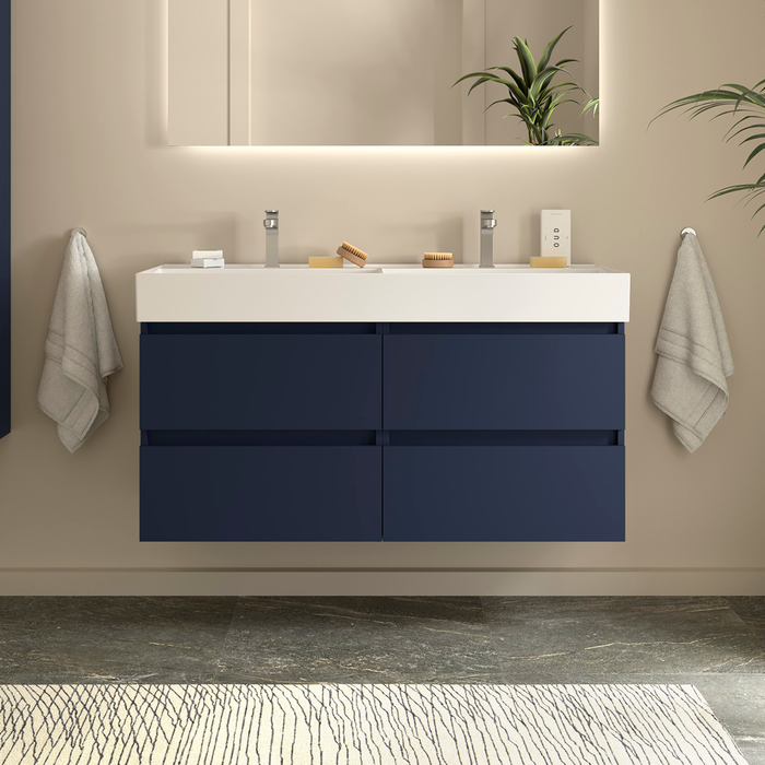 SALGAR 110450 BEQUIA Bathroom Cabinet with Veneto Sink 120 cm Matte Blue Color