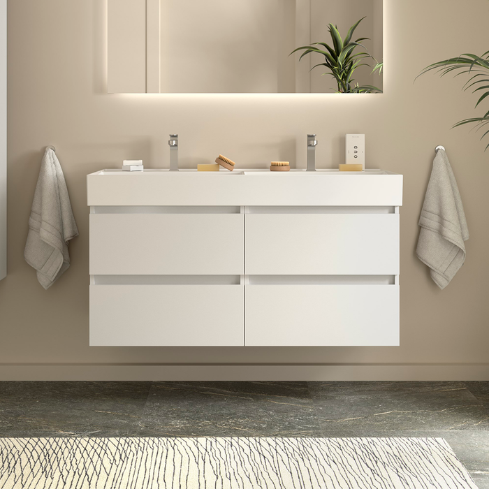 SALGAR 110446 BEQUIA Mueble de Baño con Lavabo Veneto 120 cm Color Blanco Mate