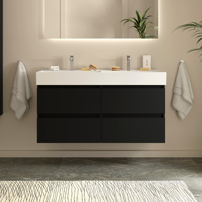 SALGAR 110447 BEQUIA Mueble de Baño con Lavabo Veneto 120 cm Color Negro Mate