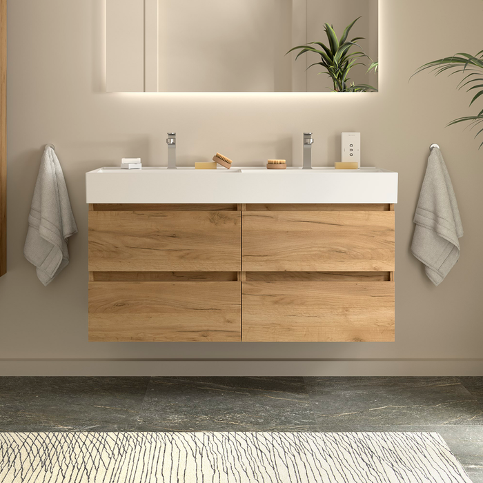 SALGAR 110448 BEQUIA Mueble de Baño con Lavabo Veneto 120 cm Color Roble África