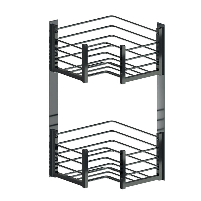 BELTRAN 4040 DELUXE Deluxe Double Corner Soap Dish L Chrome Black Screw Mount