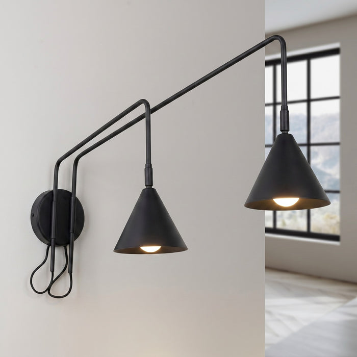SOLLUX SL.2507 Aplique de pared NOX 2 negro con interruptor