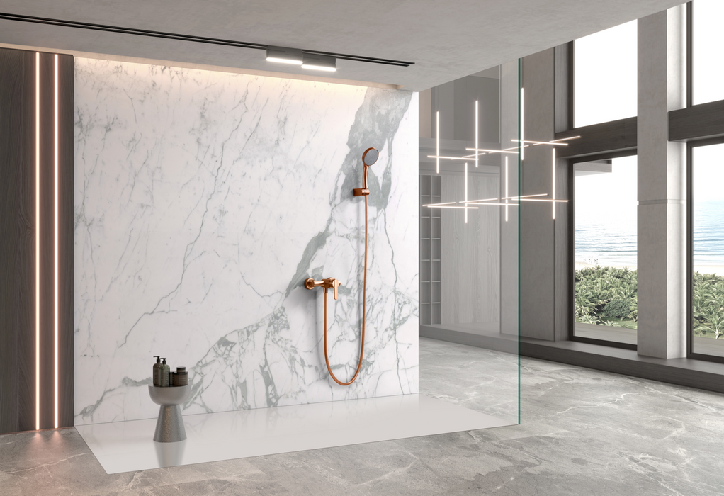 IMEX BDR001-5ORC ROMA Kit Ducha Monomando Oro Rosa Cepillado