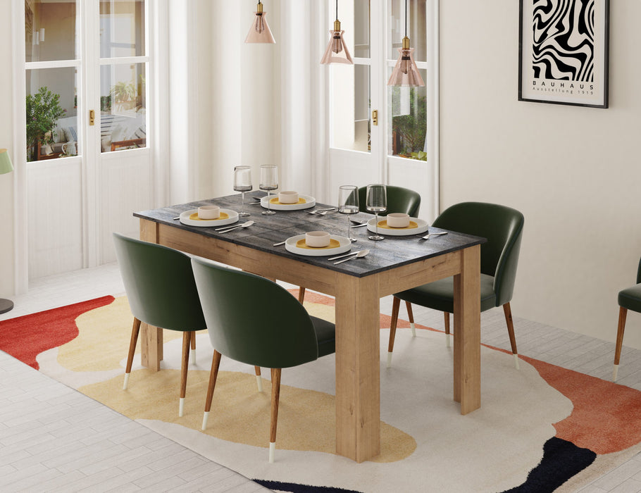 MUEBLES PITARCH Extendable Table Oak Gold/Marble Imitation