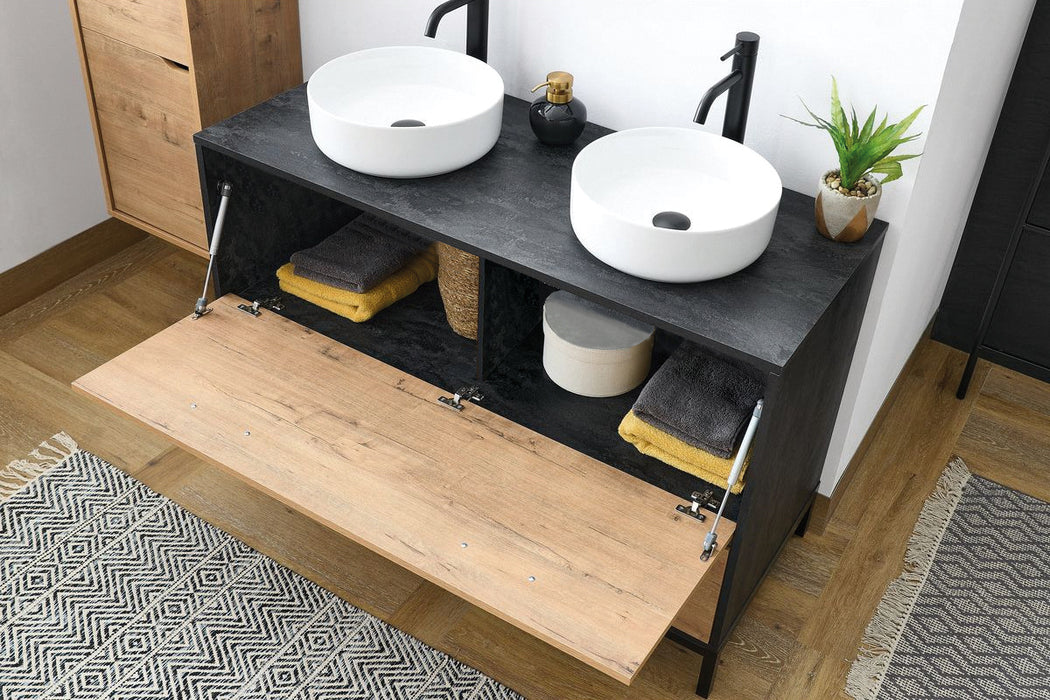 MUEBLES PITARCH Mueble de Lavabo Sena Imitación mármol/Roble Gold