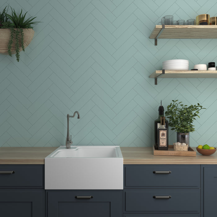 DUNE FLAT ANISE GREEN MATT 7.5x30 Azulejo Pasta Blanca