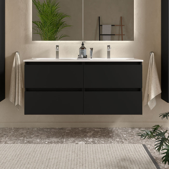 SALGAR 96311 BEQUIA Mueble de Baño con Lavabo 120 cm Negro Mate