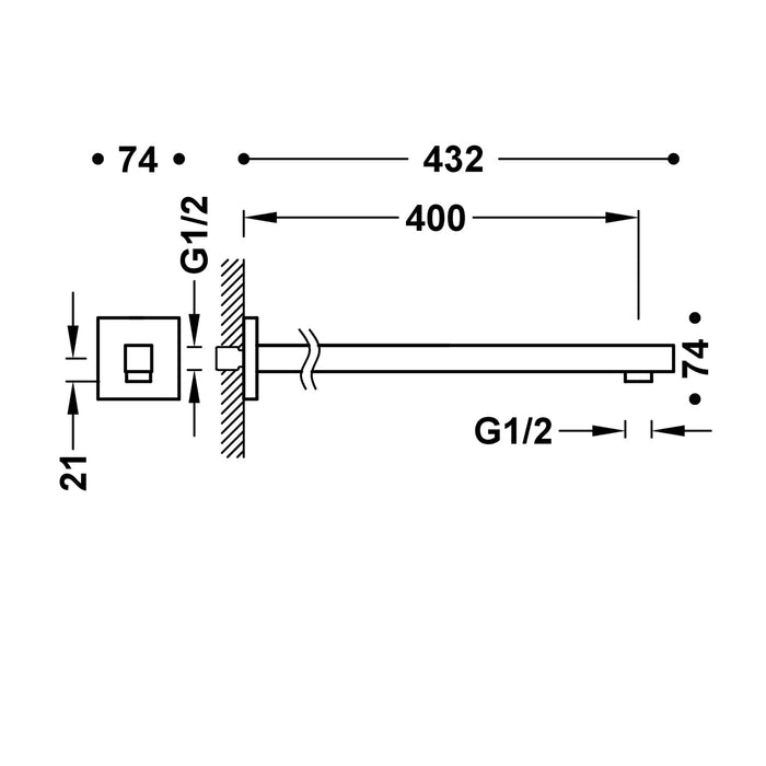 TRES 13413940OR COMPLEMENTOS DE DUCHA Brazo A Pared Color Oro 24K