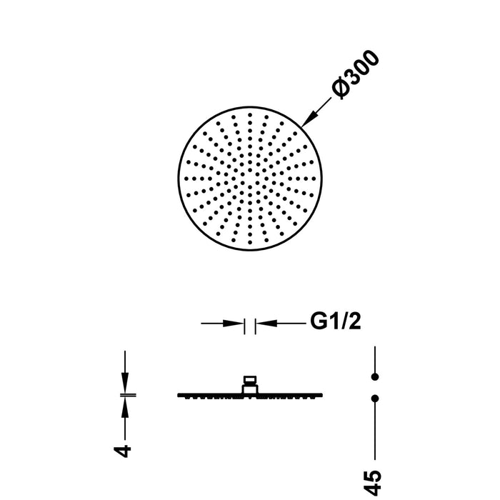 THREE 134315010KM SHOWER COMPLEMENTS Metallic Black Shower Head