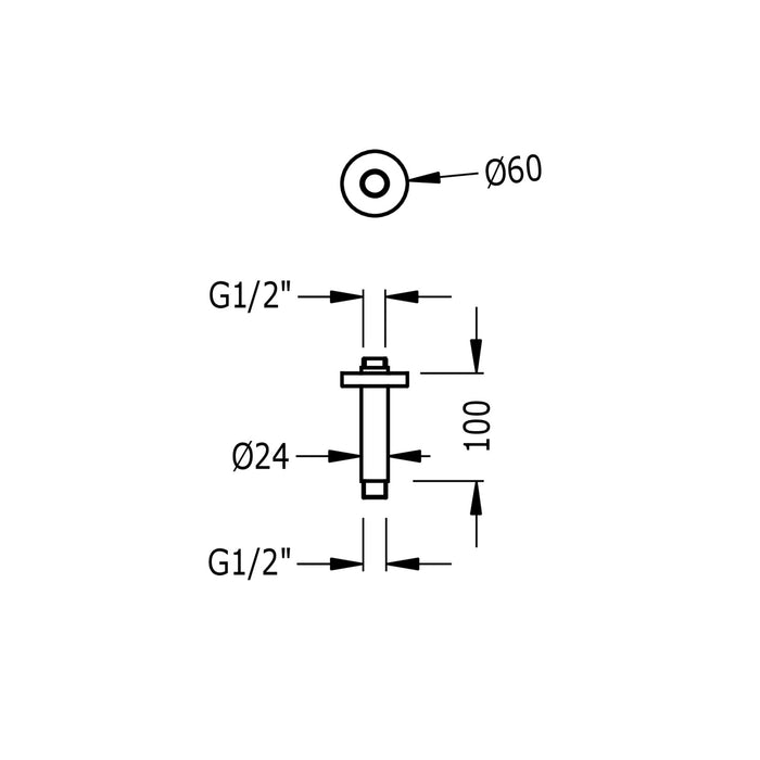 TRES 13452102BM SHOWER ACCESSORIES Ceiling Arm Matte White Color