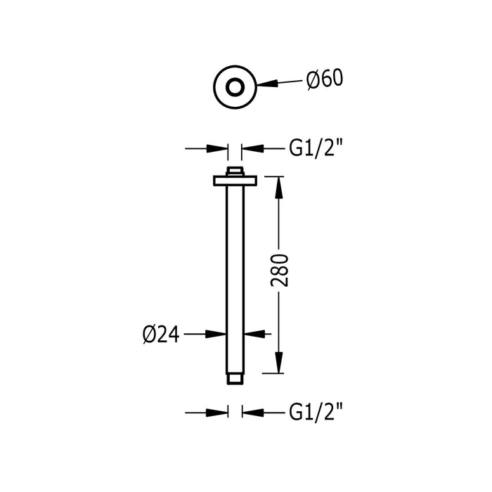 TRES 13462102OR COMPLEMENTOS DE DUCHA Brazo A Techo Color Oro 24K