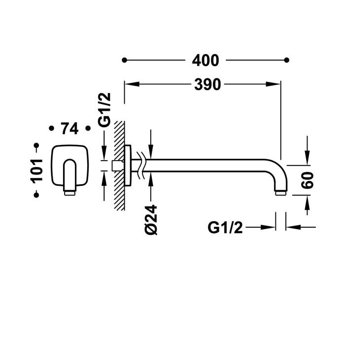 TRES 13463301 COMPLEMENTOS DE DUCHA Brazo A Pared Color Cromo
