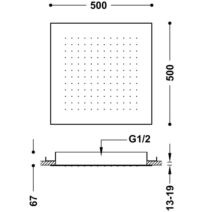 TRES 134951OR COMPLEMENTOS DE DUCHA Rociador De Ducha Empotrado A Techo Color Oro 24K